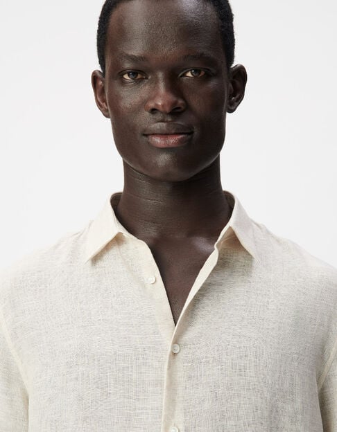 Chemise regular beige 100% lin Homme - IKKS