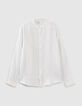 Chemise REGULAR blanche en lin à col Mao Homme-1