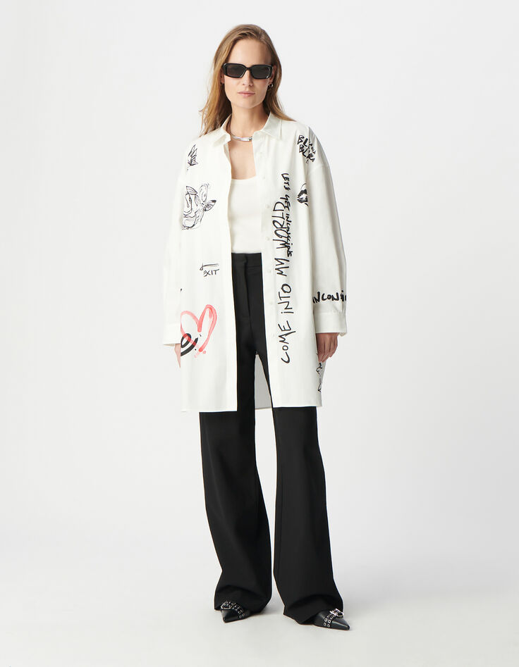 Vestido camisero blanco oversize maxi diseños Mujer-1