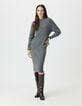 Robe pull grise tricot torsades placées Femme-1 Robe pull grise tricot torsades placées Femme-1