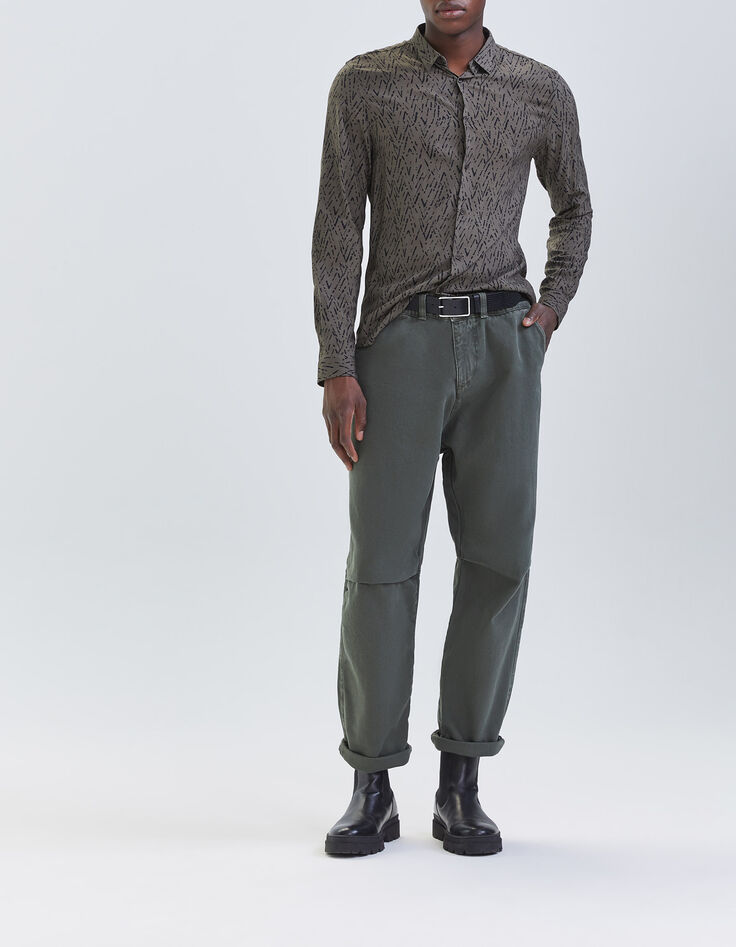 Khaki SLIM-Herrenhemd LENZING&trade; ECOVERO&trade; mit Fischgr&auml;ten-1