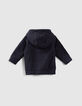 Baby boys’ navy fleece hooded cardigan-3