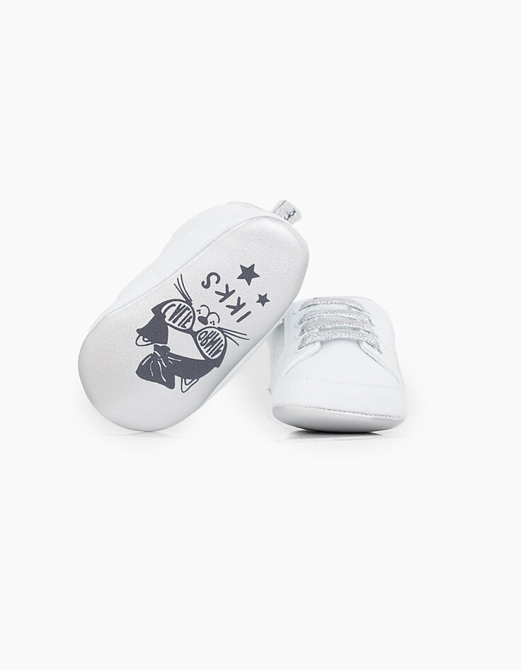 Babysneakers, Cremeweiß und Silberfarben -1