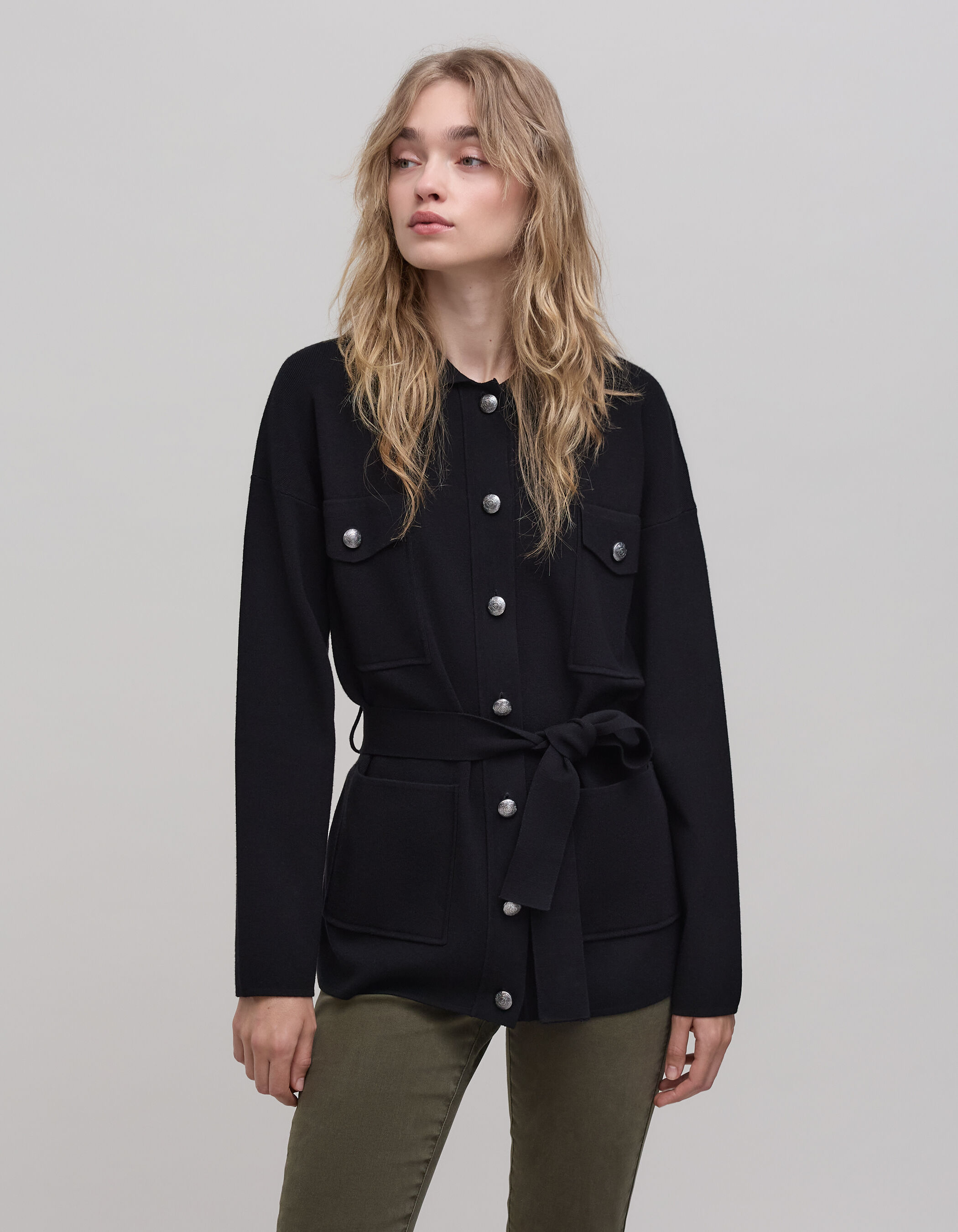Saharienne noire tricot 4 poches Femme IKKS