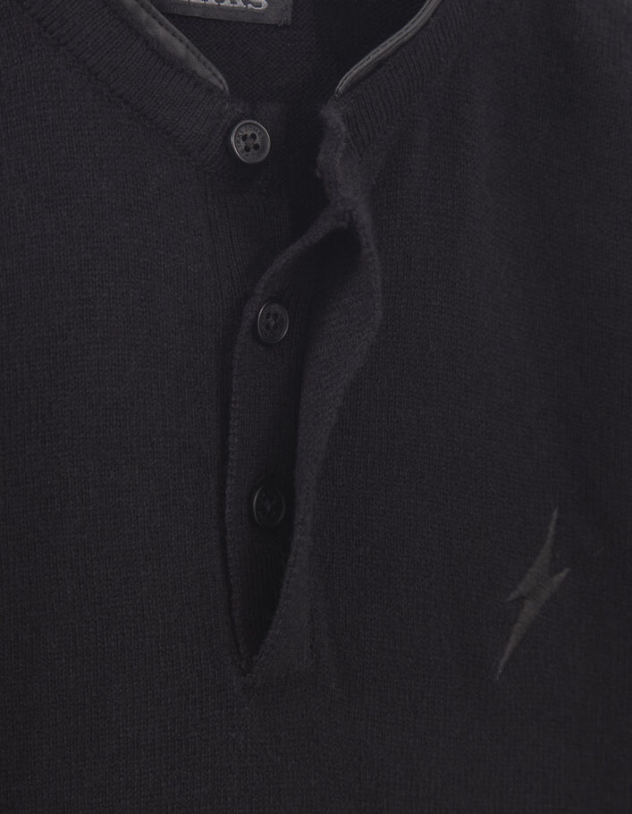 Boys’ black knit button-neck sweater-7