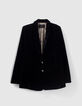 Veste en velours noir recyclé doublure léopard Femme-5