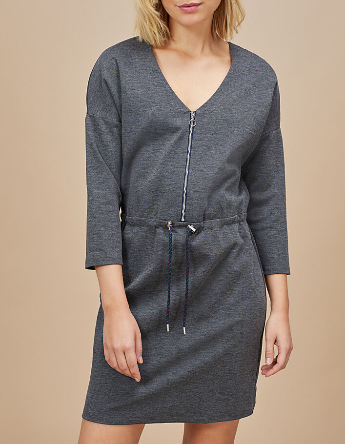 Robe gris chiné moyen zippée en maille I.Code - I.CODE