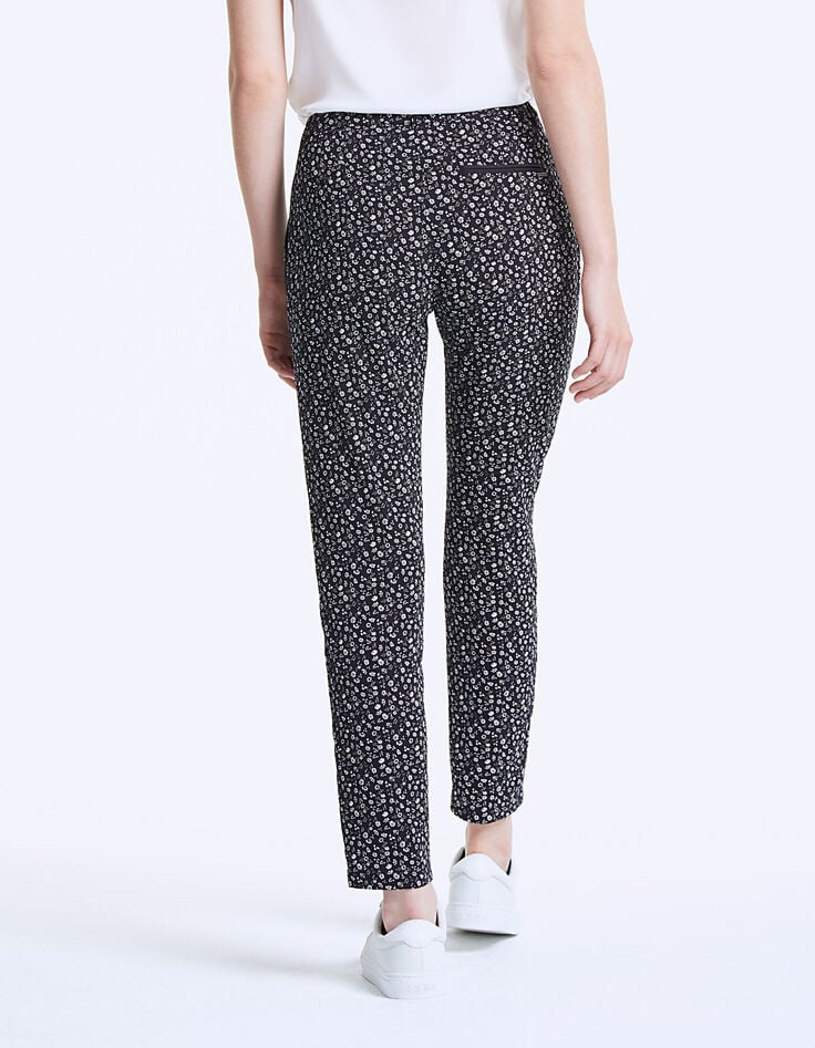 Pantalon droit en crêpe imprimé floral femme-4