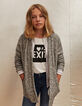 Cardigan gris &agrave; poches zipp&eacute;es fille-1