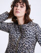 Women’s khaki leopard reversible padded jacket-5