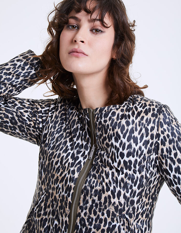 Sous-doudoune kaki réversible motif léopard femme - IKKS