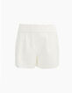 Short blanco roto talle alto de lino algodón mujer-1