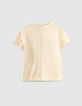 Boys’ ivory organic T-shirt with concert image-4
