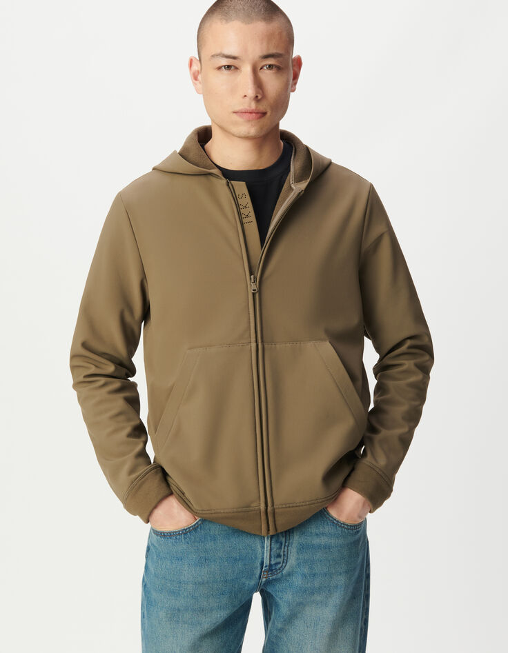 Herrenstrickjacke mit Kapuze beige WATERPROOF BREATHABLE-2 Herrenstrickjacke mit Kapuze beige WATERPROOF BREATHABLE-2