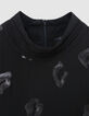 Blouse manche longue noire motif léopard brodé sequins Femme-8
