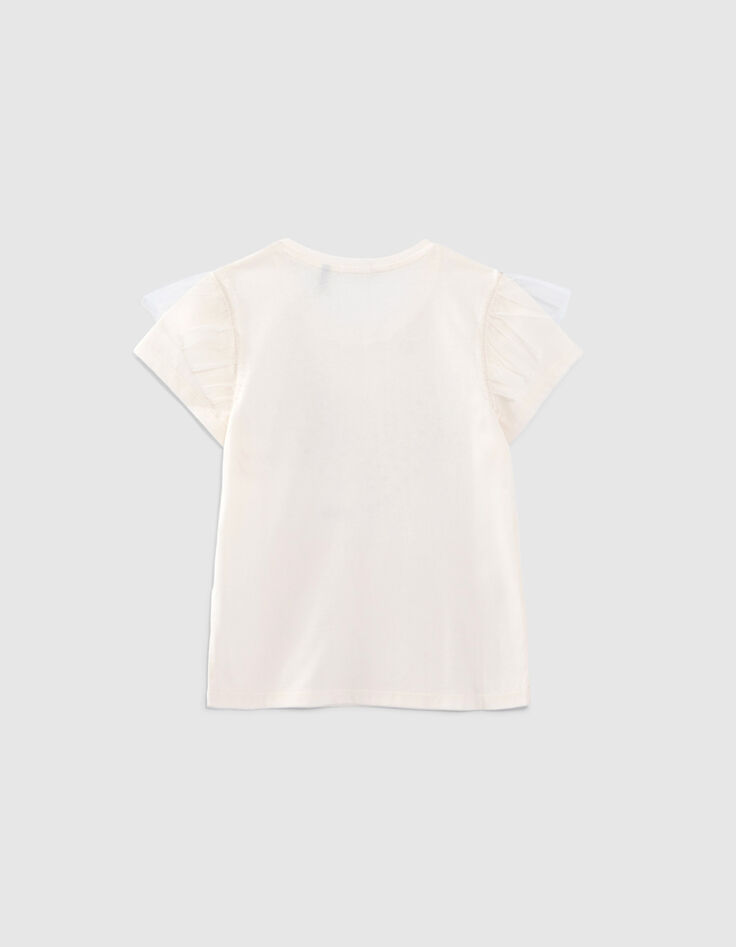 T-shirt écru décor fleurs forme coeur fille-3 T-shirt écru décor fleurs forme coeur fille-3