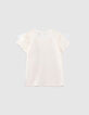 T-shirt écru décor fleurs forme coeur fille-3 T-shirt écru décor fleurs forme coeur fille-3