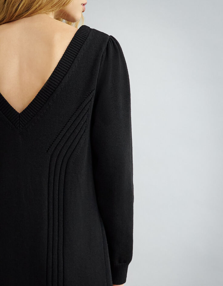 Vestido corto negro punto juego puntos espigas mujer-5