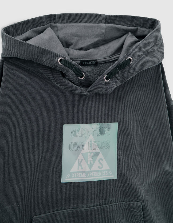 Boys’ grey needlecord hoodie with lenticular image-2