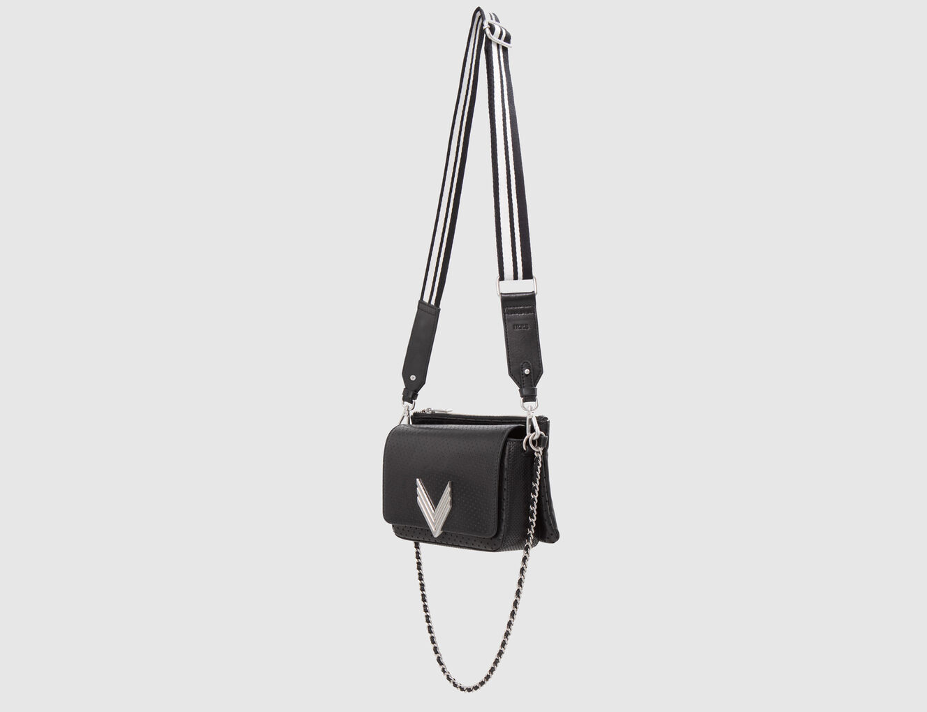 Women's black perforated leather The KINGSTON 111 bag - IKKS-2