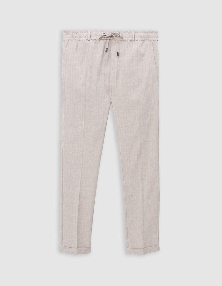 Jogpant de costume beige lin mélangé Homme-5