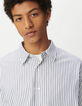 Herren 100% Baumwolle REGULAR blau gestreiftes Hemd-5