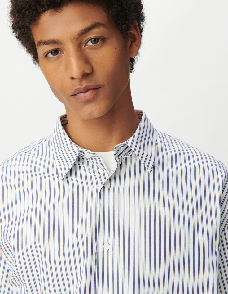 Herren 100% Baumwolle REGULAR blau gestreiftes Hemd-5 Herren 100% Baumwolle REGULAR blau gestreiftes Hemd-5