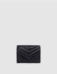 Mini portefeuille 1440 noir cuir matelassé Femme-1