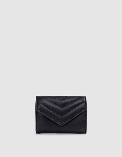 Mini portefeuille 1440 noir cuir matelassé Femme - IKKS