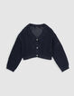 Cardigan marine coton bio tricot ajouré fille-2