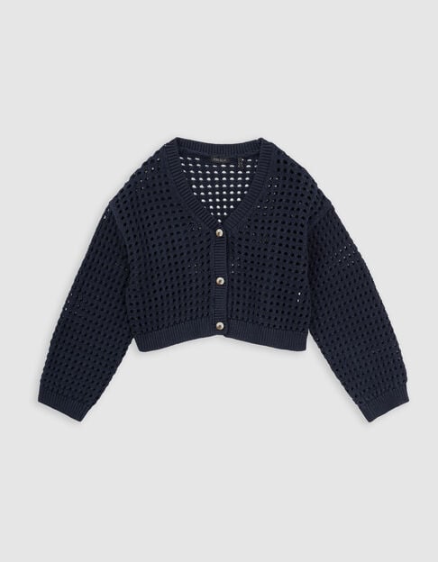 Marine vest biokatoen ajourtricot meisjes - IKKS