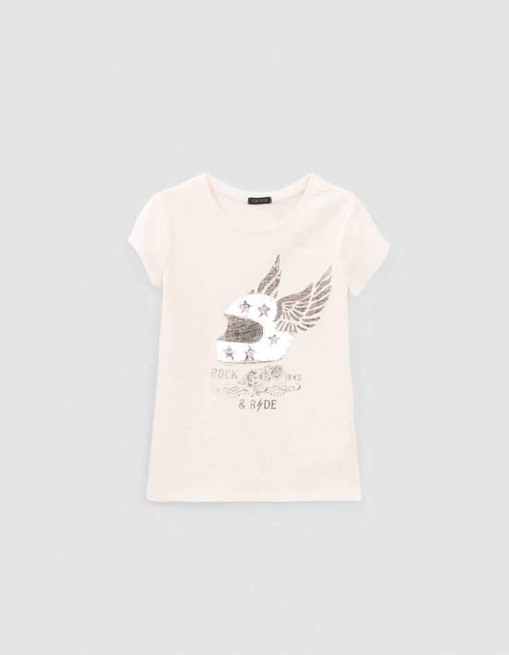 Girls’ white reversible sequin winged helmet T-shirt-2