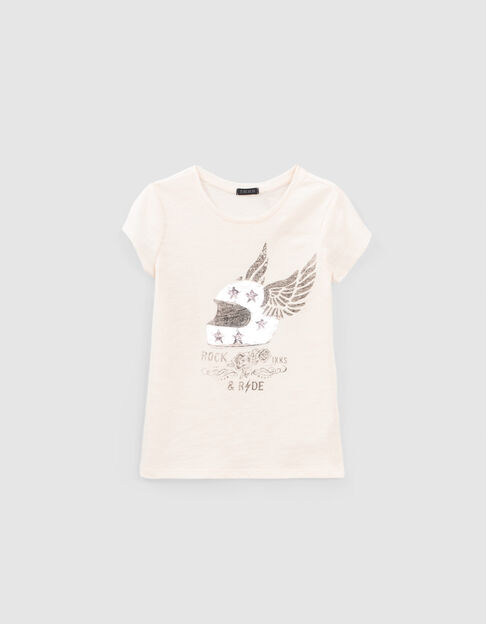Wit T-shirt helm met vleugels omkeerbare lovertjes meisjes