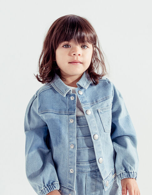 Baby girls’ blue denim jacket with woven detail