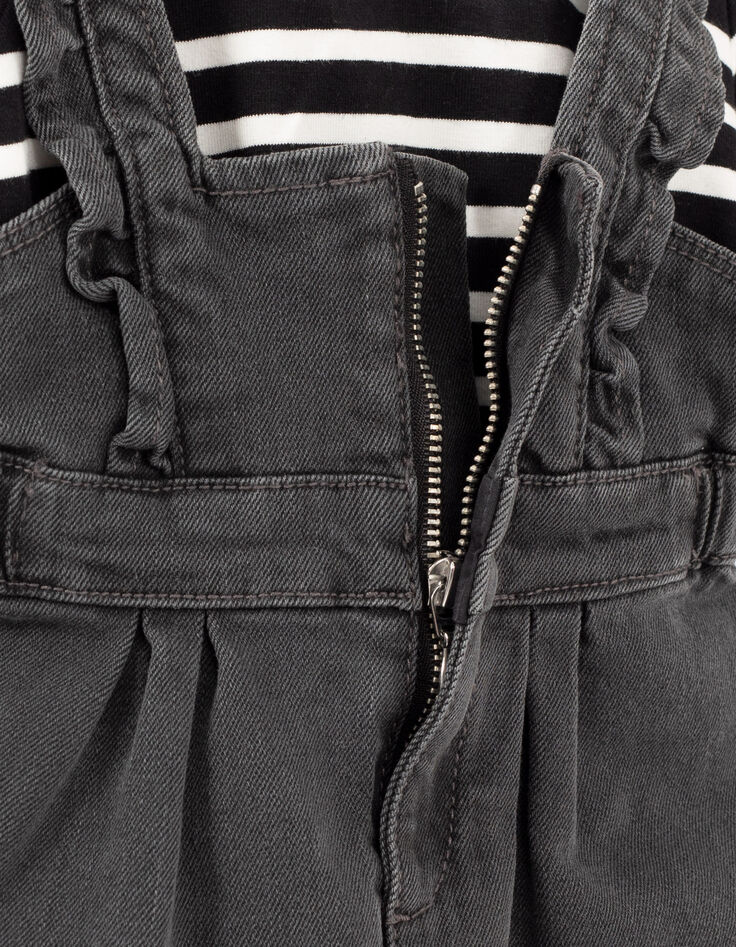 Baby girls’ striped T-shirt and grey denim dress outfit-5