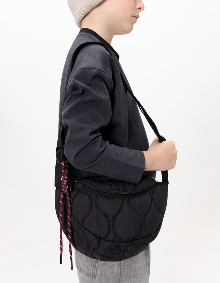 Ado Sac Ikks Junior Fille Girls' Black Quilted Waist Bag IKKS