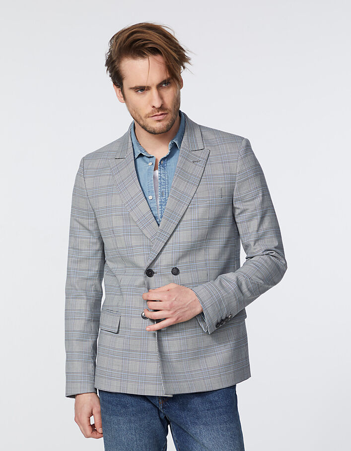 Men’s copper Prince of Wales check double-breasted jacket-3