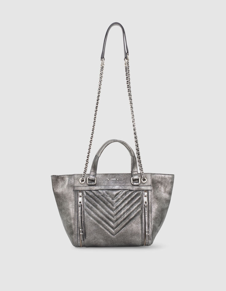 Women&rsquo;s quilted chevron METALLIC MEDIUM 1440 tote bag-5