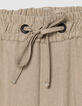 Jogpant de costume beige fonc&eacute; lin m&eacute;lang&eacute; Homme-5