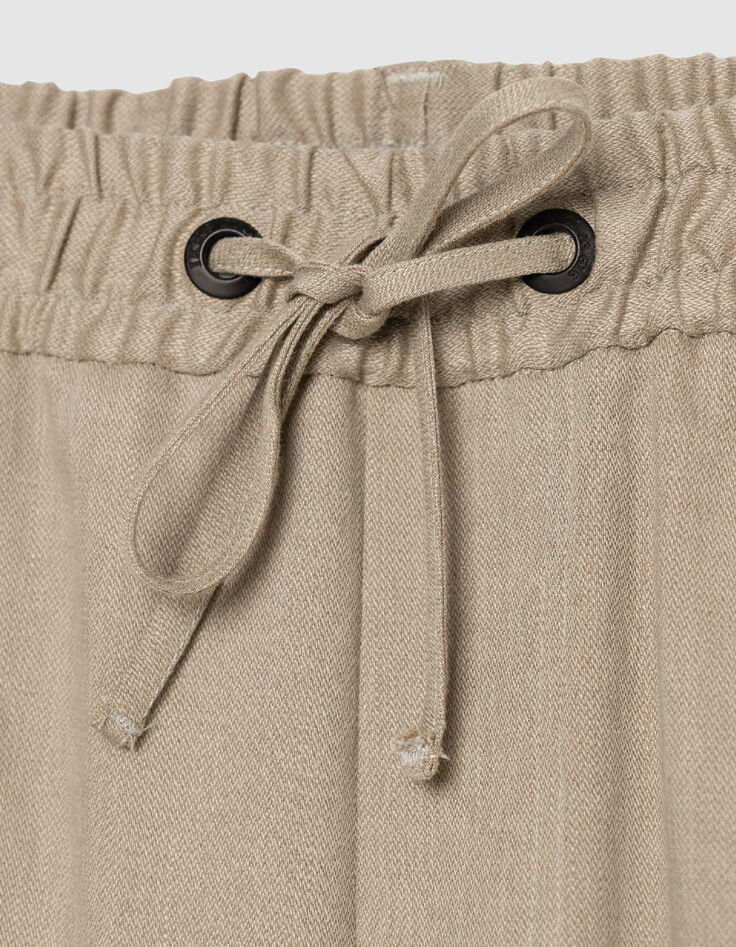 Jogpant de costume beige fonc&eacute; lin m&eacute;lang&eacute; Homme-5