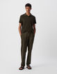 Polo kaki coton bio en éponge Homme-2