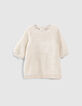 Ecru jurk Sherpa logo geborduurd babymeisjes-1