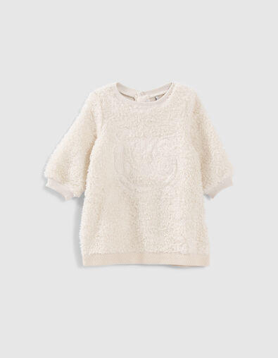 Ecru jurk Sherpa logo geborduurd babymeisjes - IKKS