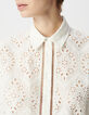 Wit opengewerkt biologisch katoenen shirt Dames-4