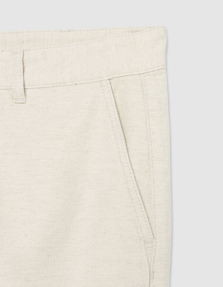 Pantalon tapered beige coton et lin Homme-2
