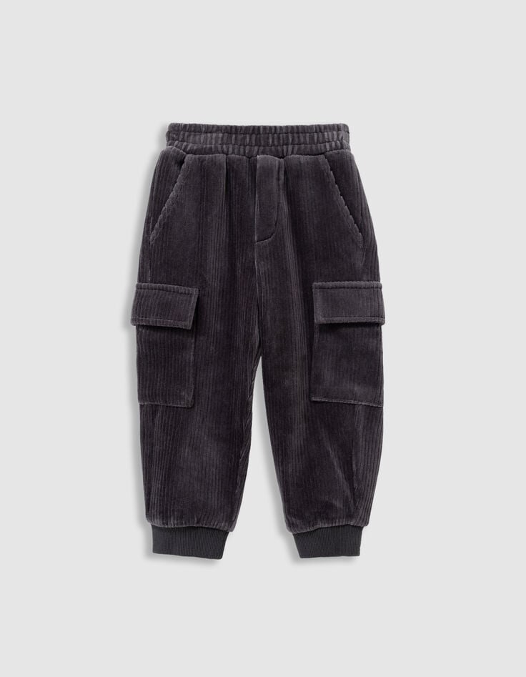 Graue Jungenjogginghose aus Rippstrick-1 Graue Jungenjogginghose aus Rippstrick-1