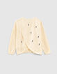 Girls’ ecru knit sweater + star motif/lightning embroidery-2