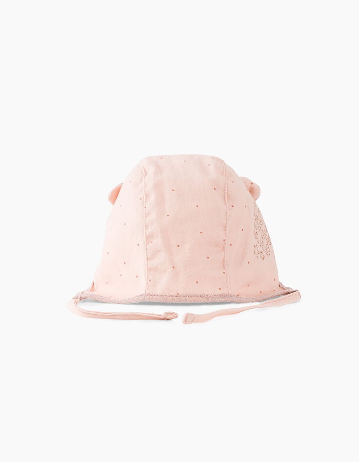 Chapeau rose poudré à pois bébé fille-3 Chapeau rose poudré à pois bébé fille-3