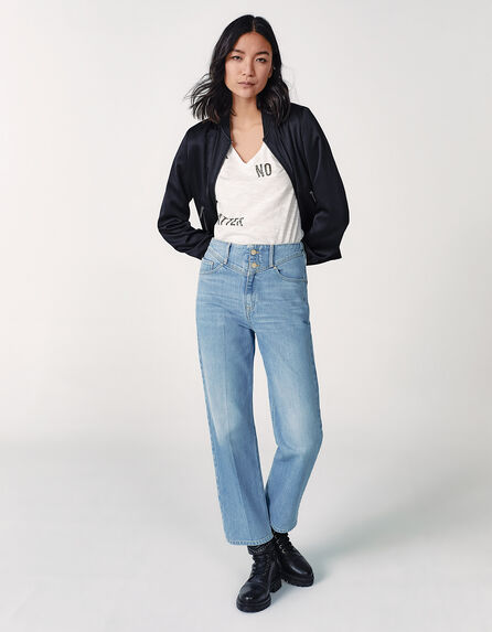 Jean slouchy azul claro cropped mujer