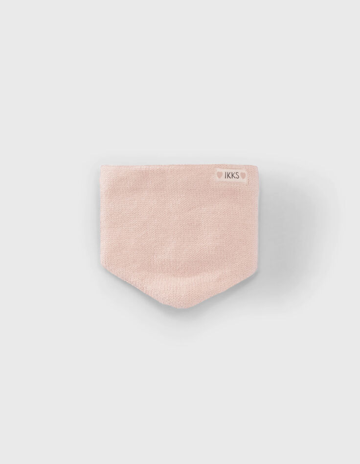 Snood rose poudr&eacute; tricot lurex fourr&eacute; b&eacute;b&eacute; fille-1